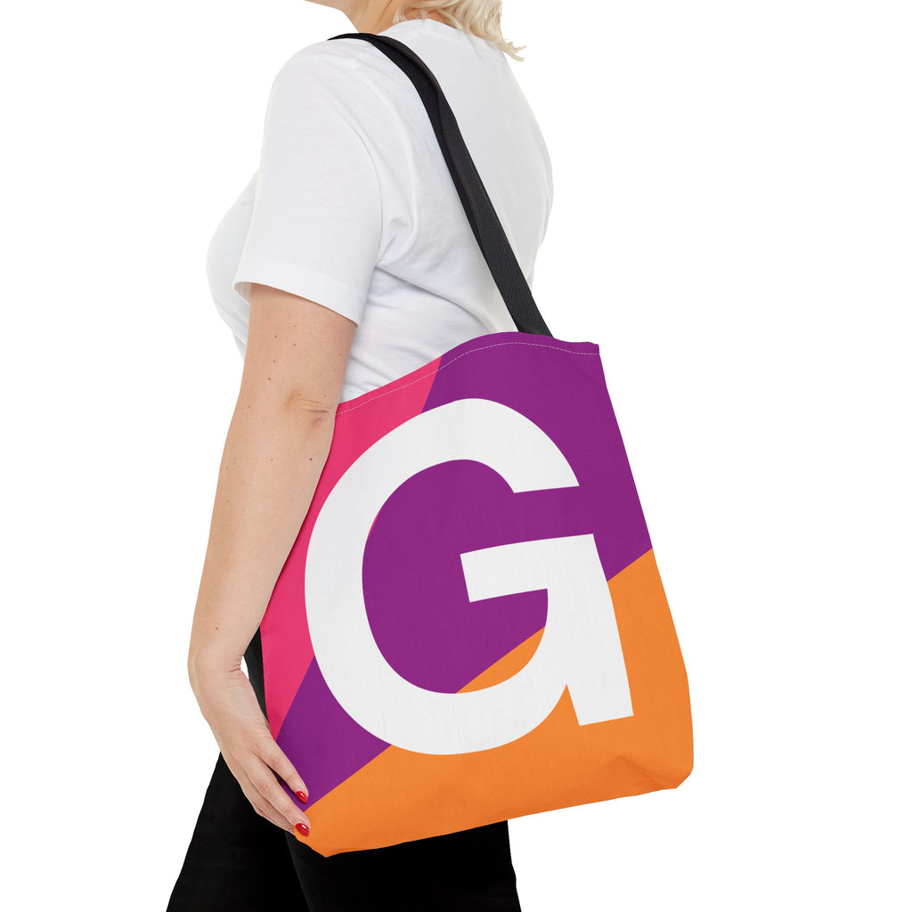 Monogram 'G' Colorblock Tote Bag — Personalized Initial G Shoulder Tote