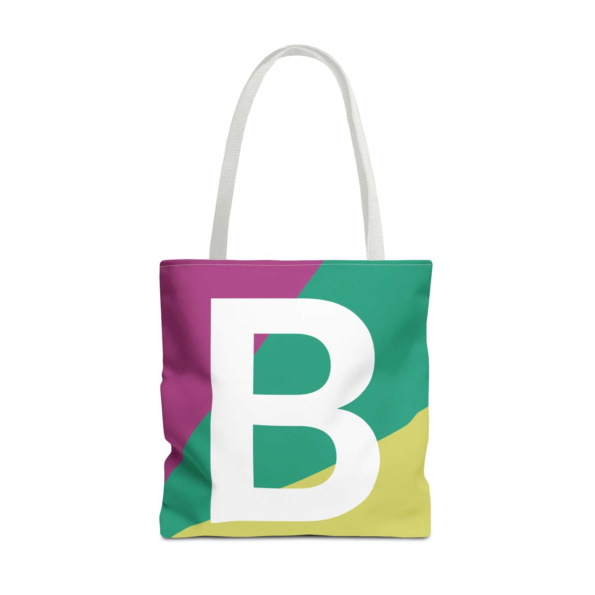 Monogram 'B' Colorblock Tote Bag — Personalized Initial B Shoulder Tote