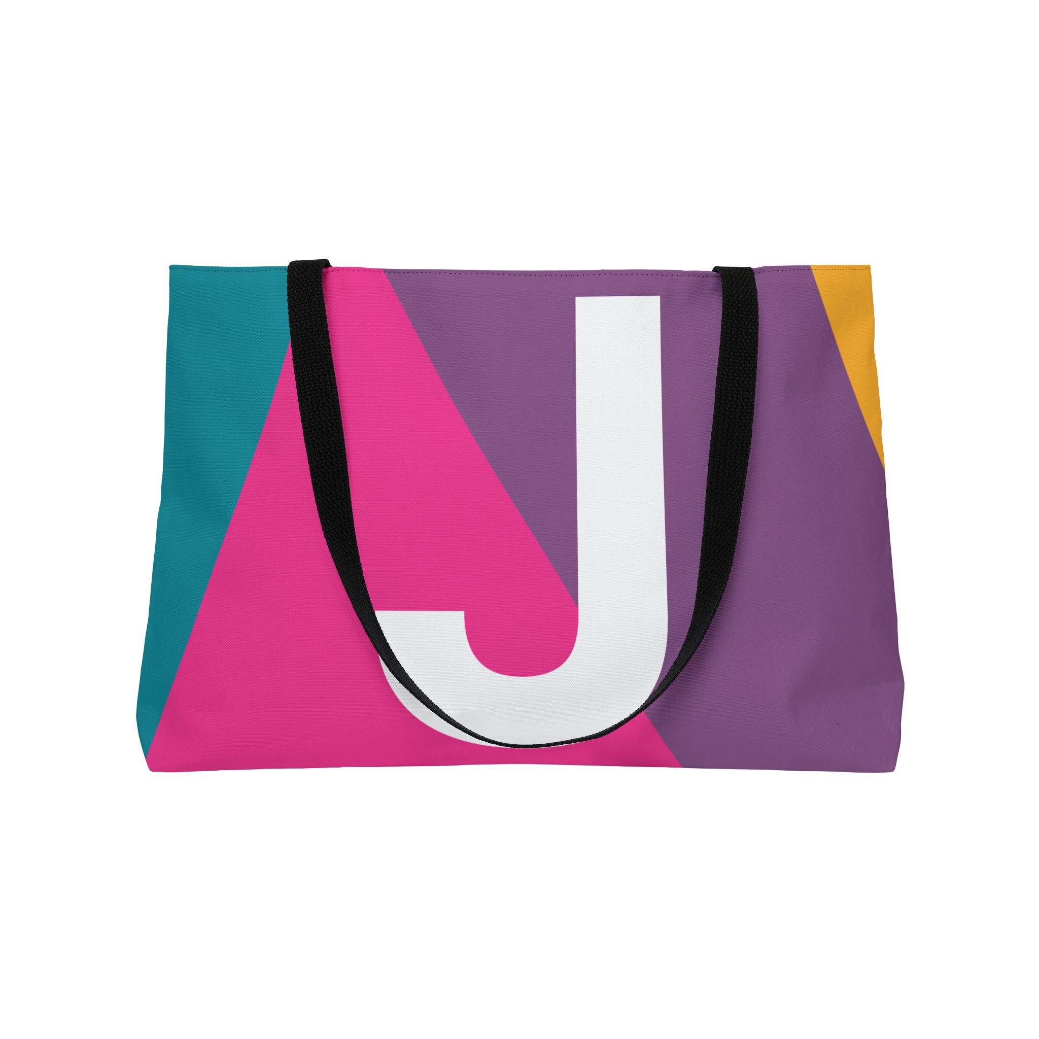 Personalized 'J' Colorblock Tote Bag — Monogram Weekender Tote
