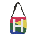 Initial Letter 'H' Colorblock Adjustable Tote Bag — Monogram Alphabet Shoulder Bag