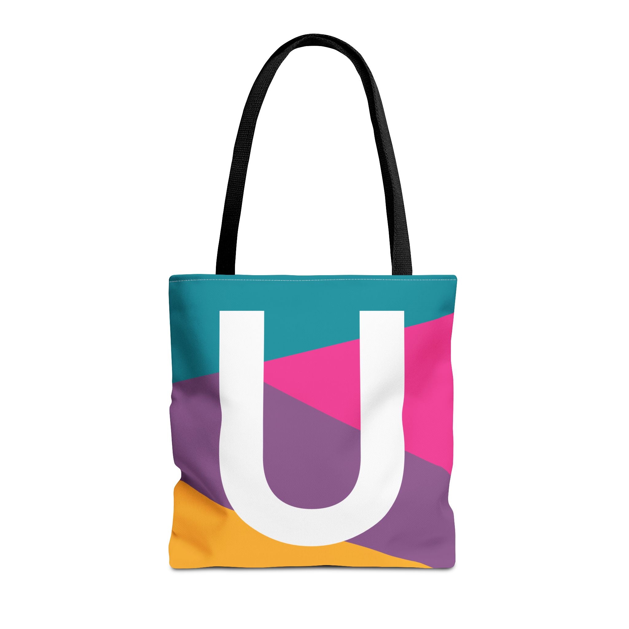 Monogram 'U' Colorblock Tote Bag — Personalized Initial U Shoulder Tote