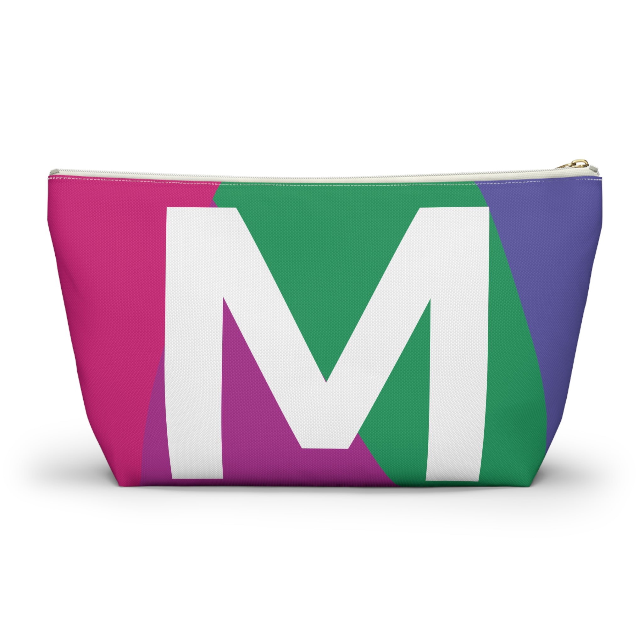 Initials Colorblock Accessory Pouch — Monogram M T-Bottom Cosmetic Bag