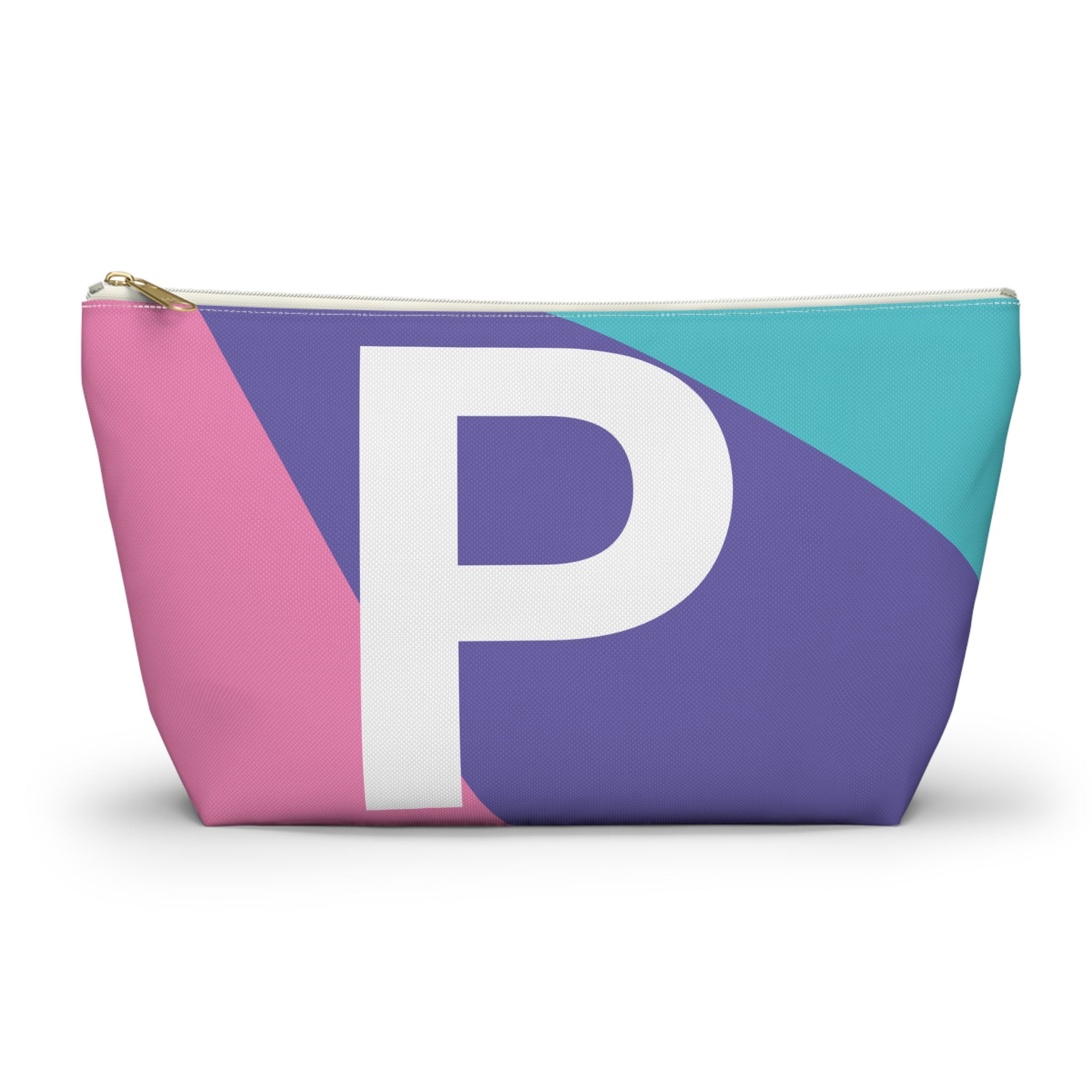 Initials Colorblock Accessory Pouch — Monogram P T-Bottom Cosmetic Bag
