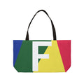Personalized 'F' Colorblock Tote Bag — Monogram Weekender Tote