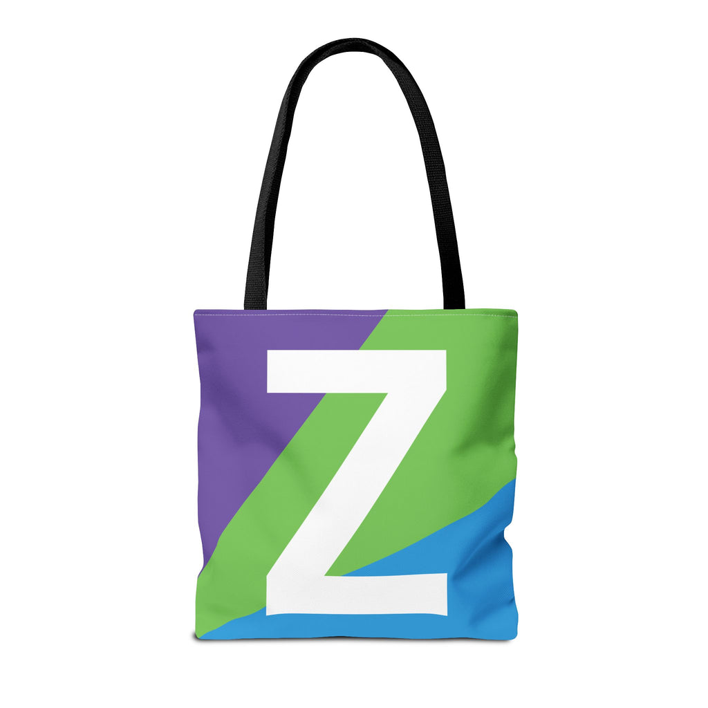 Monogram 'Z' Colorblock Tote Bag — Personalized Initial Z Shoulder Tote