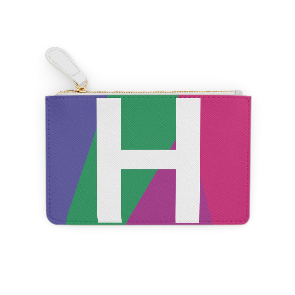 Initial H Mini Clutch — Colorblock Monogram Wristlet Wallet