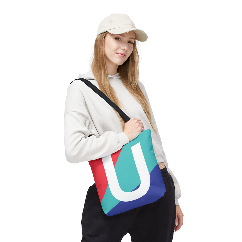 Monogram 'U' Colorblock Tote Bag — Personalized Initial U Shoulder Tote