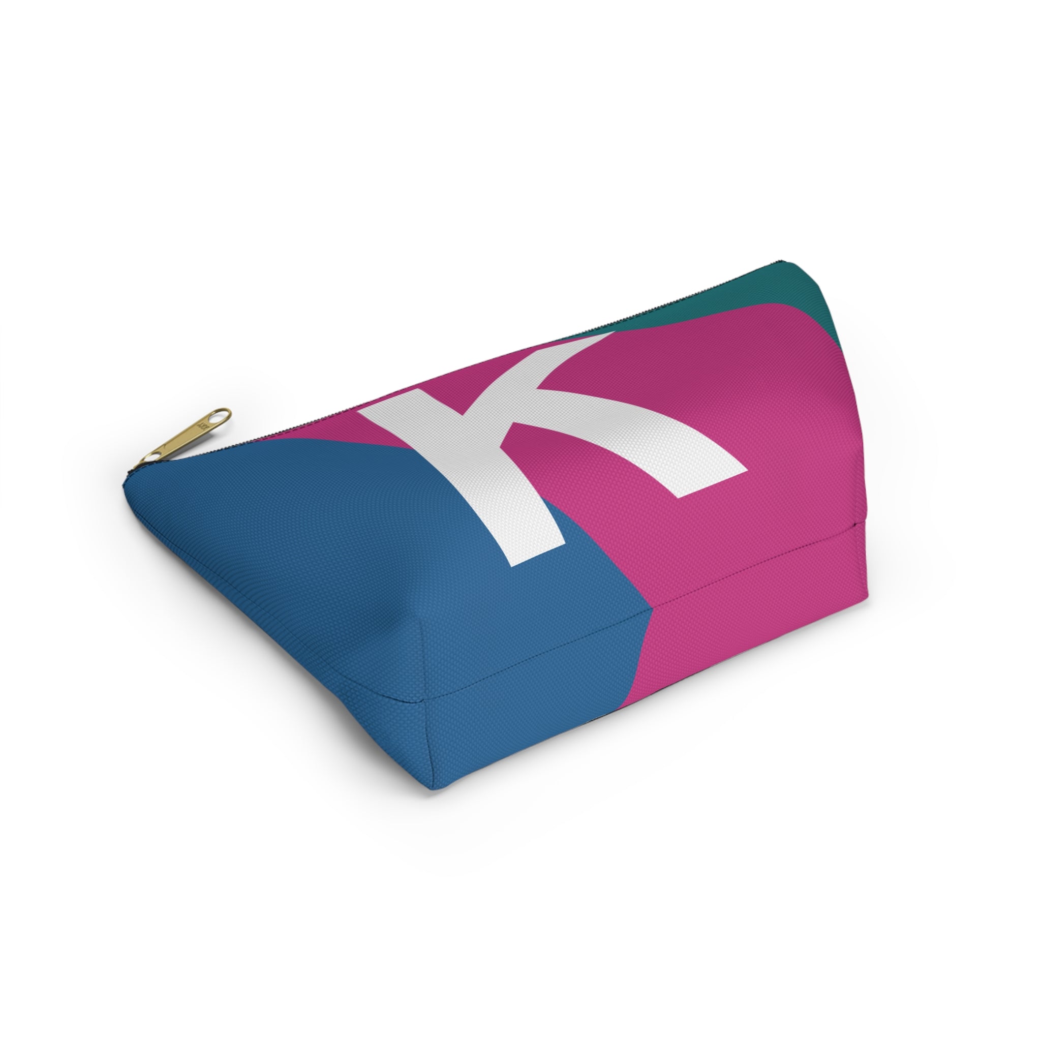 Initials Colorblock Accessory Pouch — Monogram K T-Bottom Cosmetic Bag