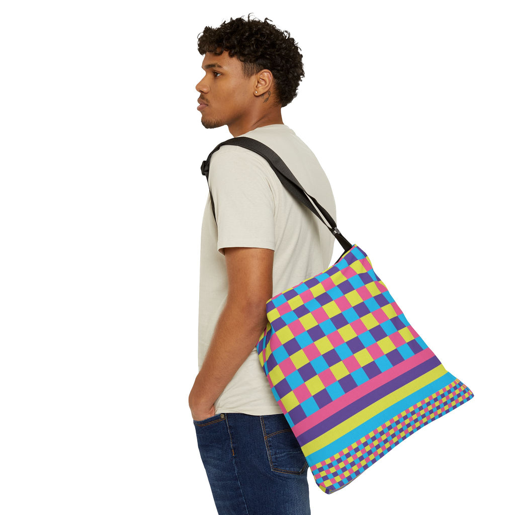 Colorblock Geometric Tote Bag