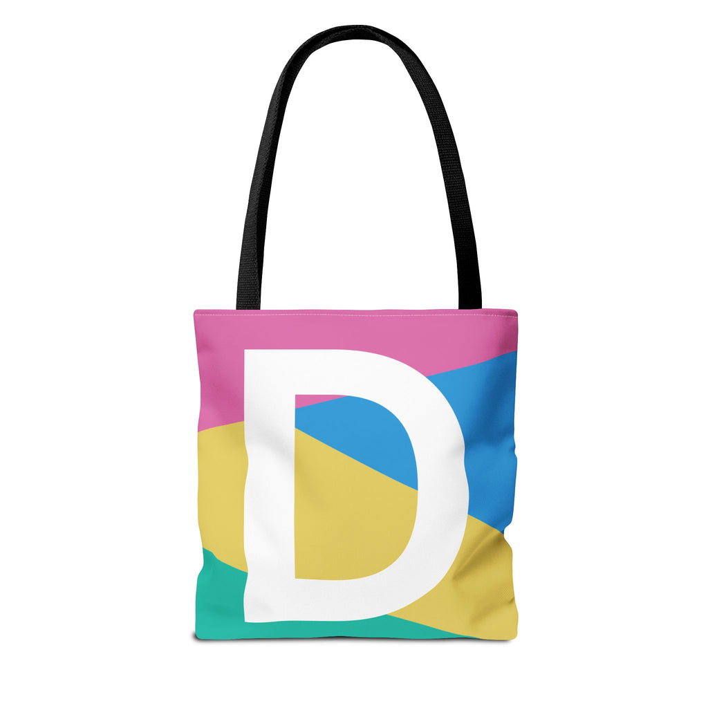 Monogram 'D' Colorblock Tote Bag — Personalized Initial D Shoulder Tote