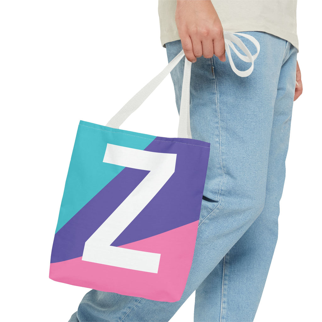 Monogram 'Z' Colorblock Tote Bag — Personalized Initial Z Shoulder Tote