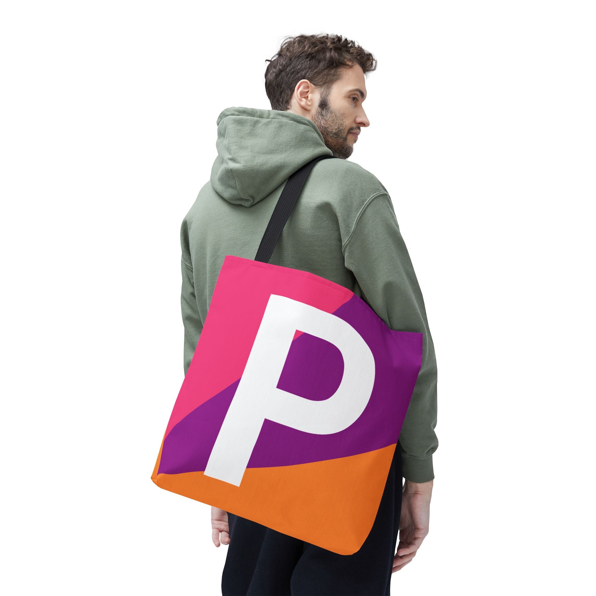 Monogram 'P' Colorblock Tote Bag — Personalized Initial P Shoulder Tote