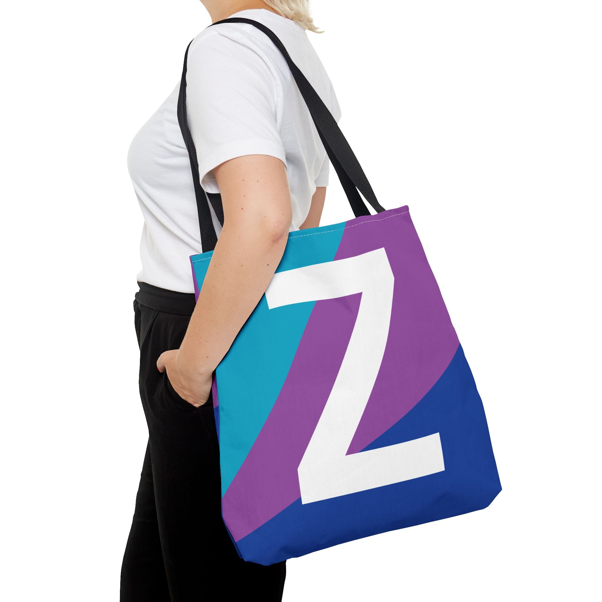 Monogram 'Z' Colorblock Tote Bag — Personalized Initial Z Shoulder Tote