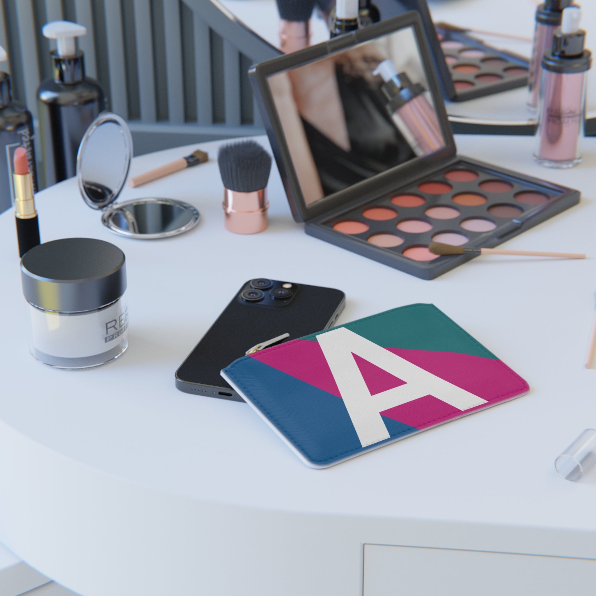 Initial A Mini Clutch — Colorblock Monogram Wristlet Wallet