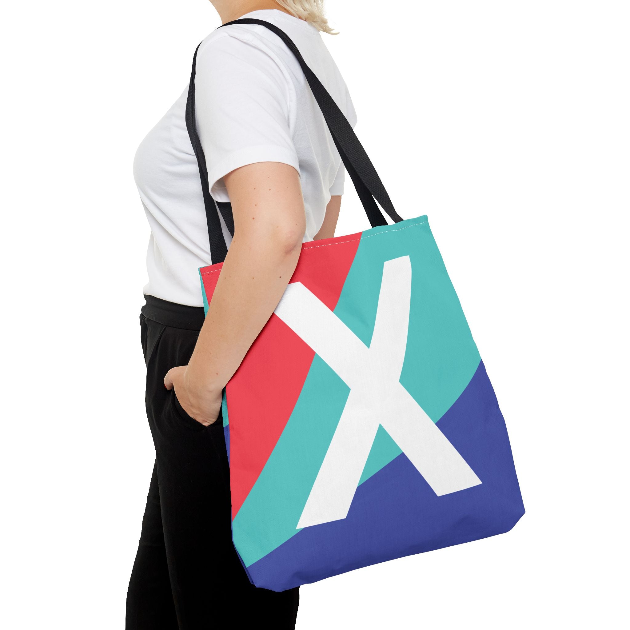 Monogram 'X' Colorblock Tote Bag — Personalized Initial X Shoulder Tote