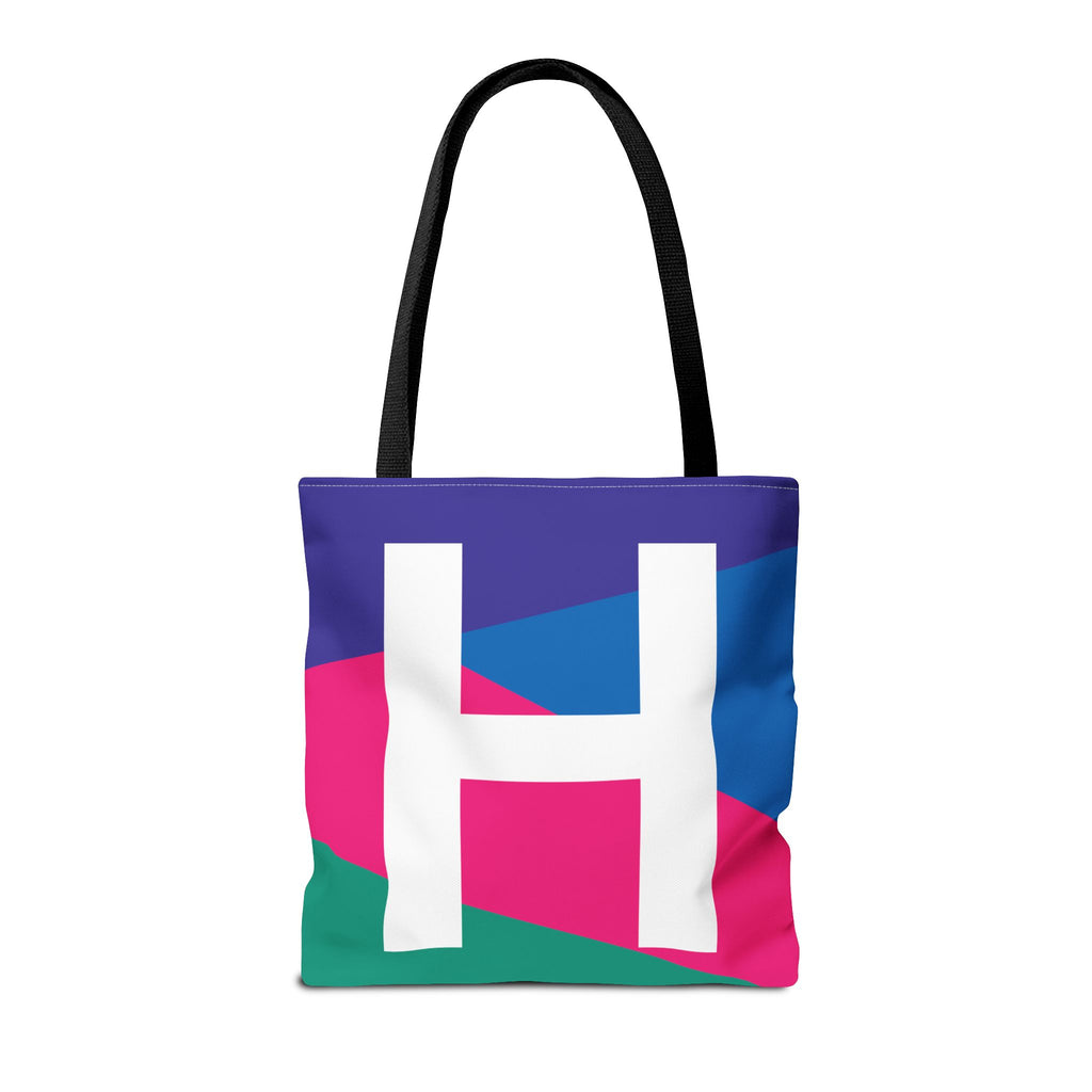 Monogram 'H' Colorblock Tote Bag — Personalized Initial H Shoulder Tote