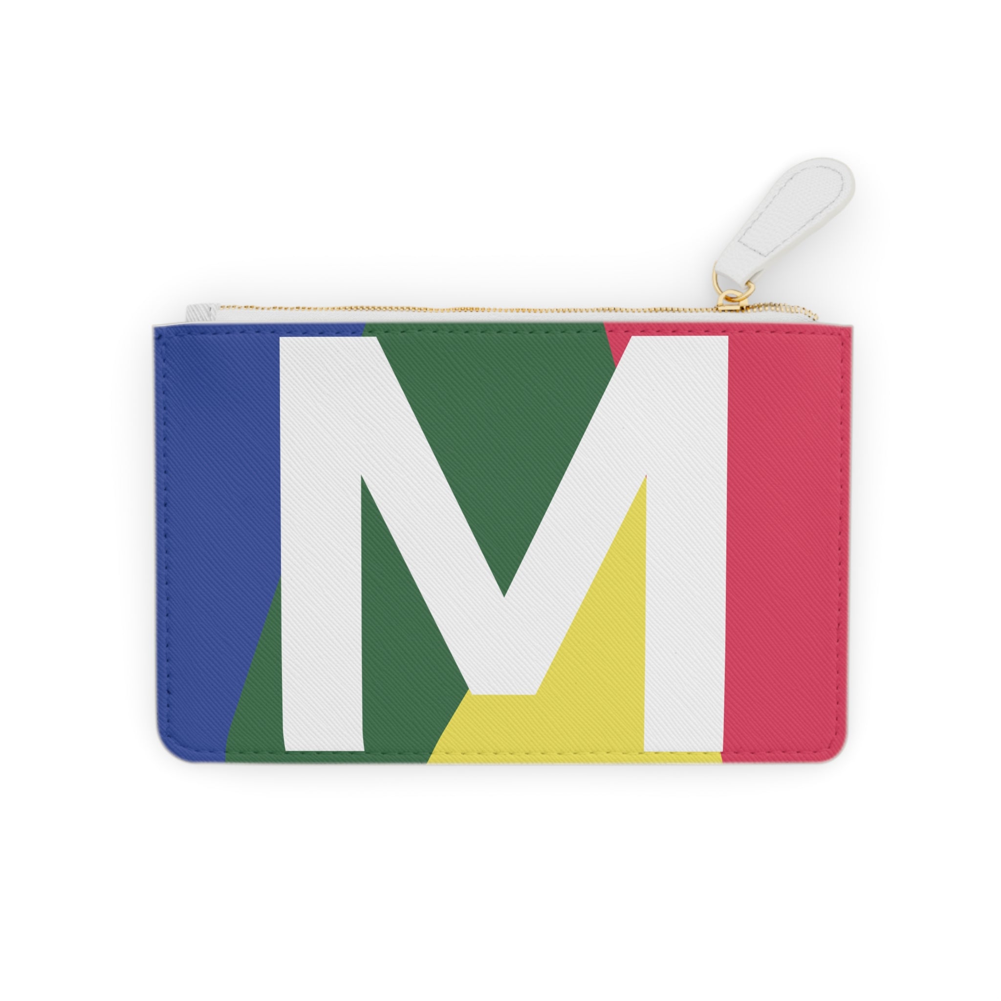 Initial M Mini Clutch — Colorblock Monogram Wristlet Wallet