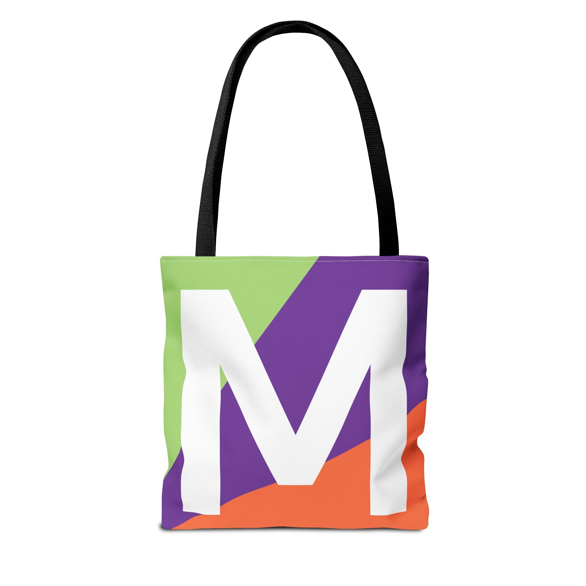 Monogram 'M' Colorblock Tote Bag — Personalized Initial M Shoulder Tote