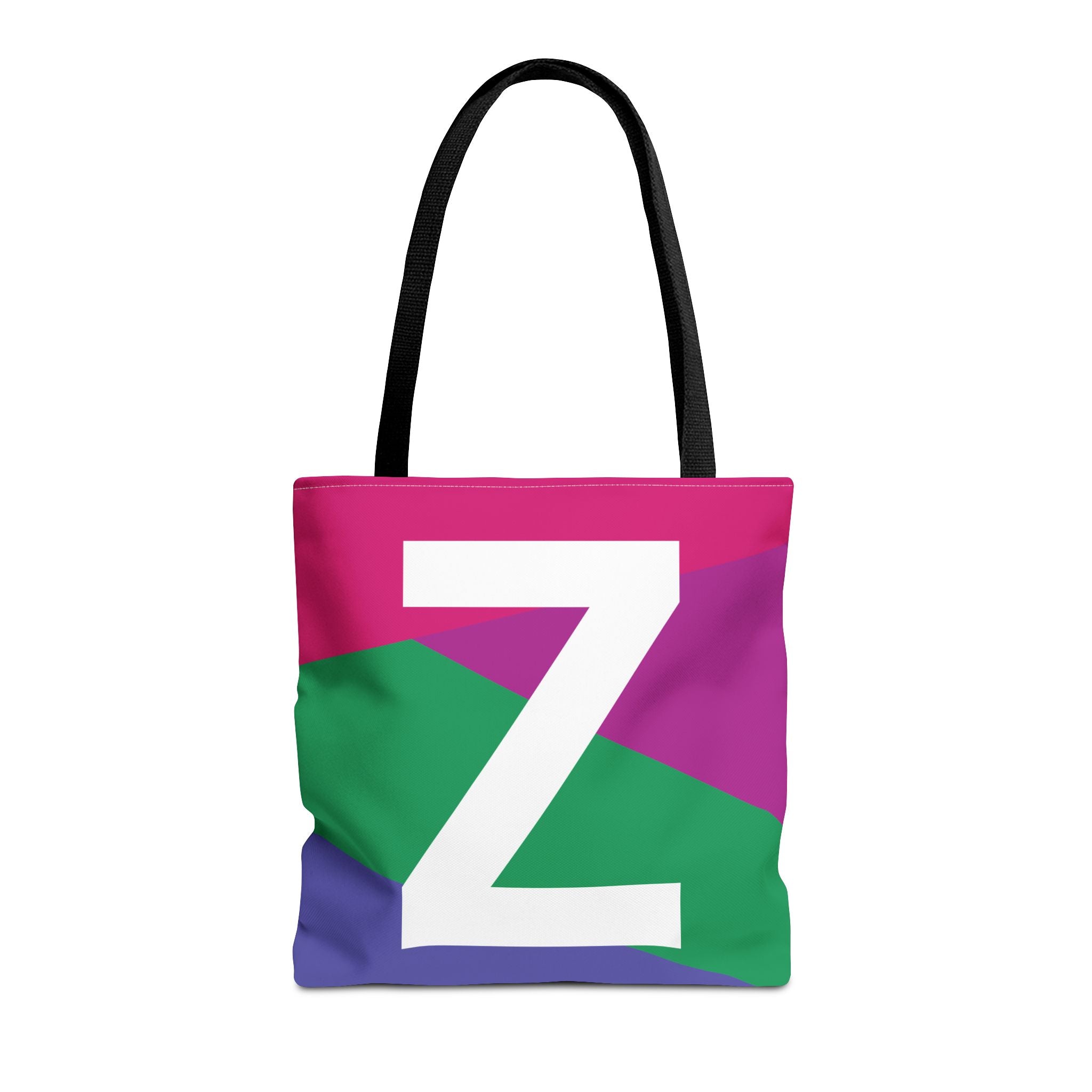 Monogram 'Z' Colorblock Tote Bag — Personalized Initial Z Shoulder Tote