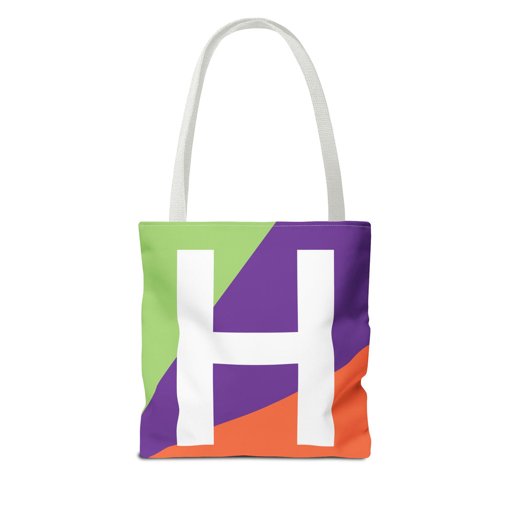 Monogram 'H' Colorblock Tote Bag — Personalized Initial H Shoulder Tote