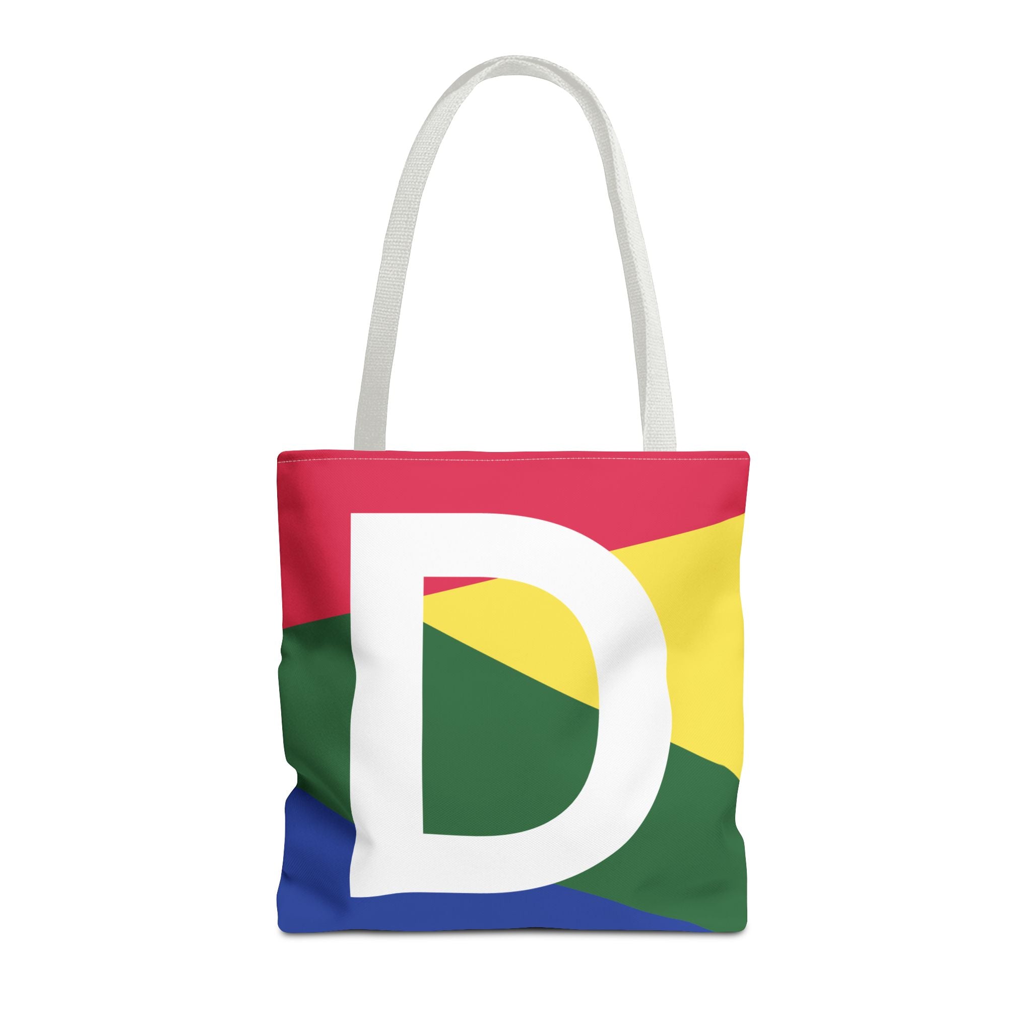 Monogram 'D' Colorblock Tote Bag — Personalized Initial D Shoulder Tote
