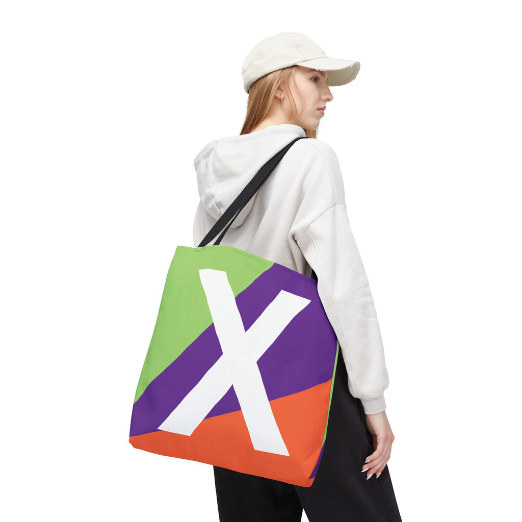 Monogram 'X' Colorblock Tote Bag — Personalized Initial X Shoulder Tote