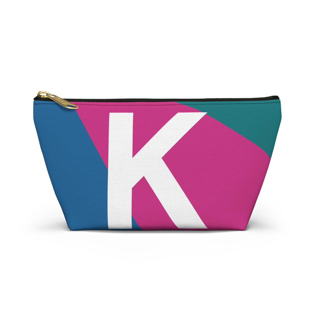 Initials Colorblock Accessory Pouch — Monogram K T-Bottom Cosmetic Bag