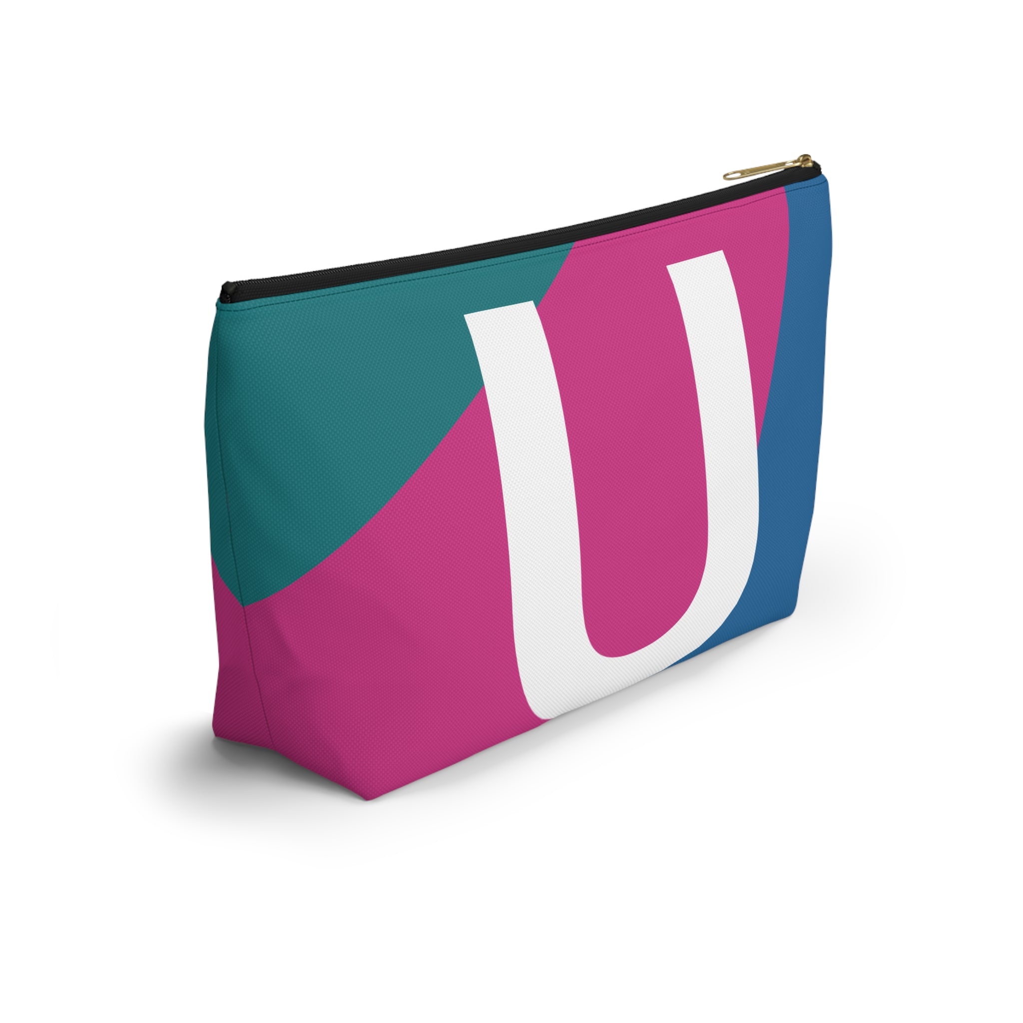 Initials Colorblock Accessory Pouch — Monogram U T-Bottom Cosmetic Bag