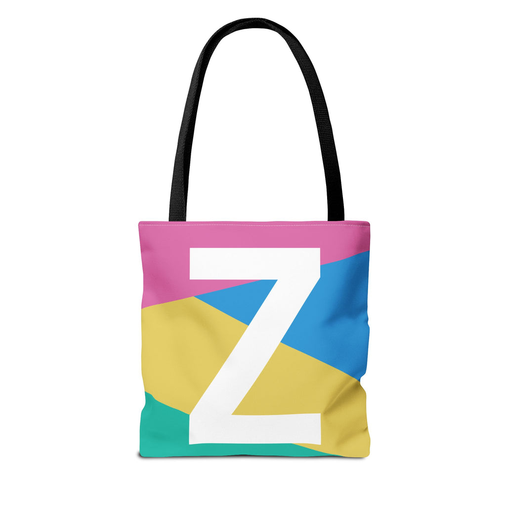 Monogram 'Z' Colorblock Tote Bag — Personalized Initial Z Shoulder Tote