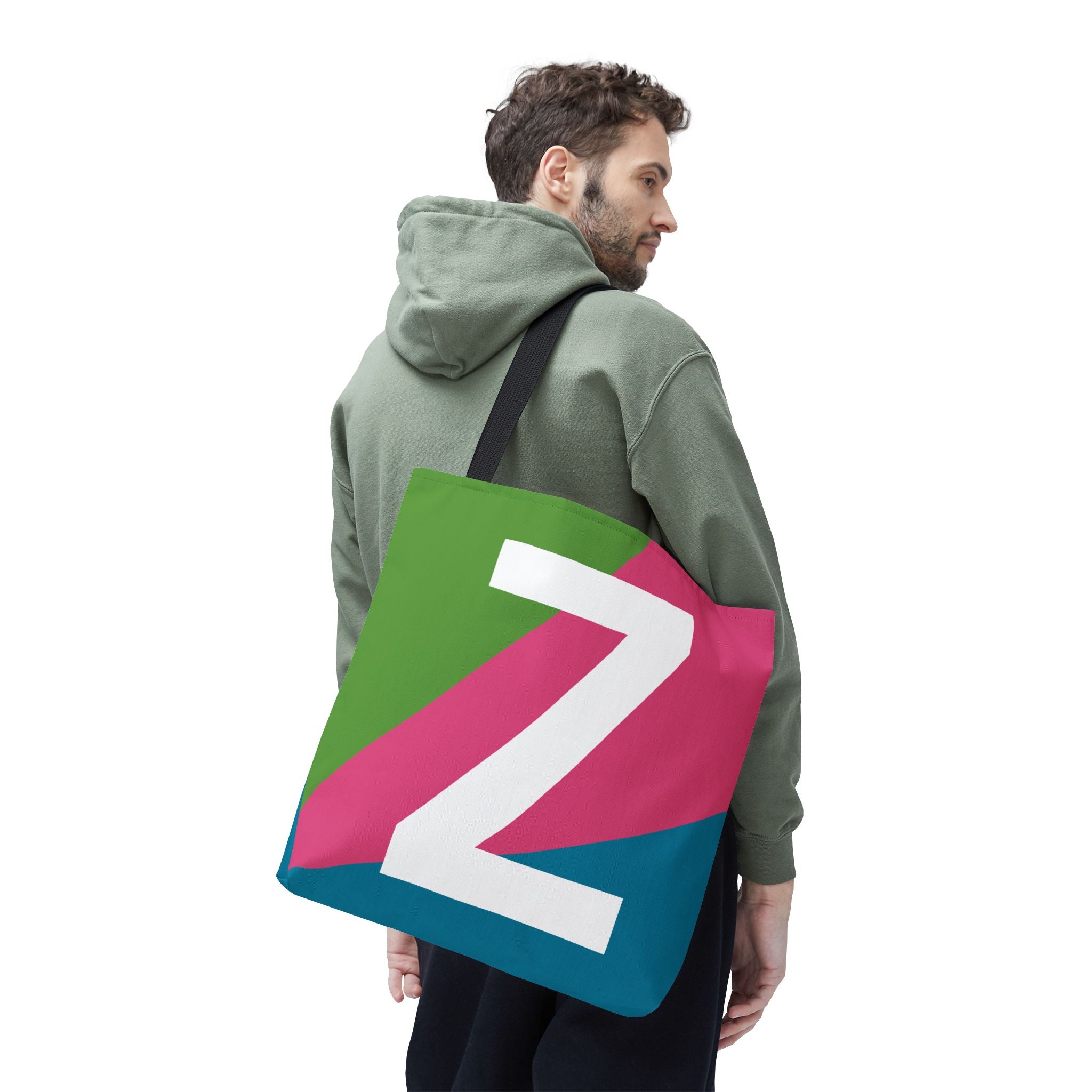 Monogram 'Z' Colorblock Tote Bag — Personalized Initial Z Shoulder Tote