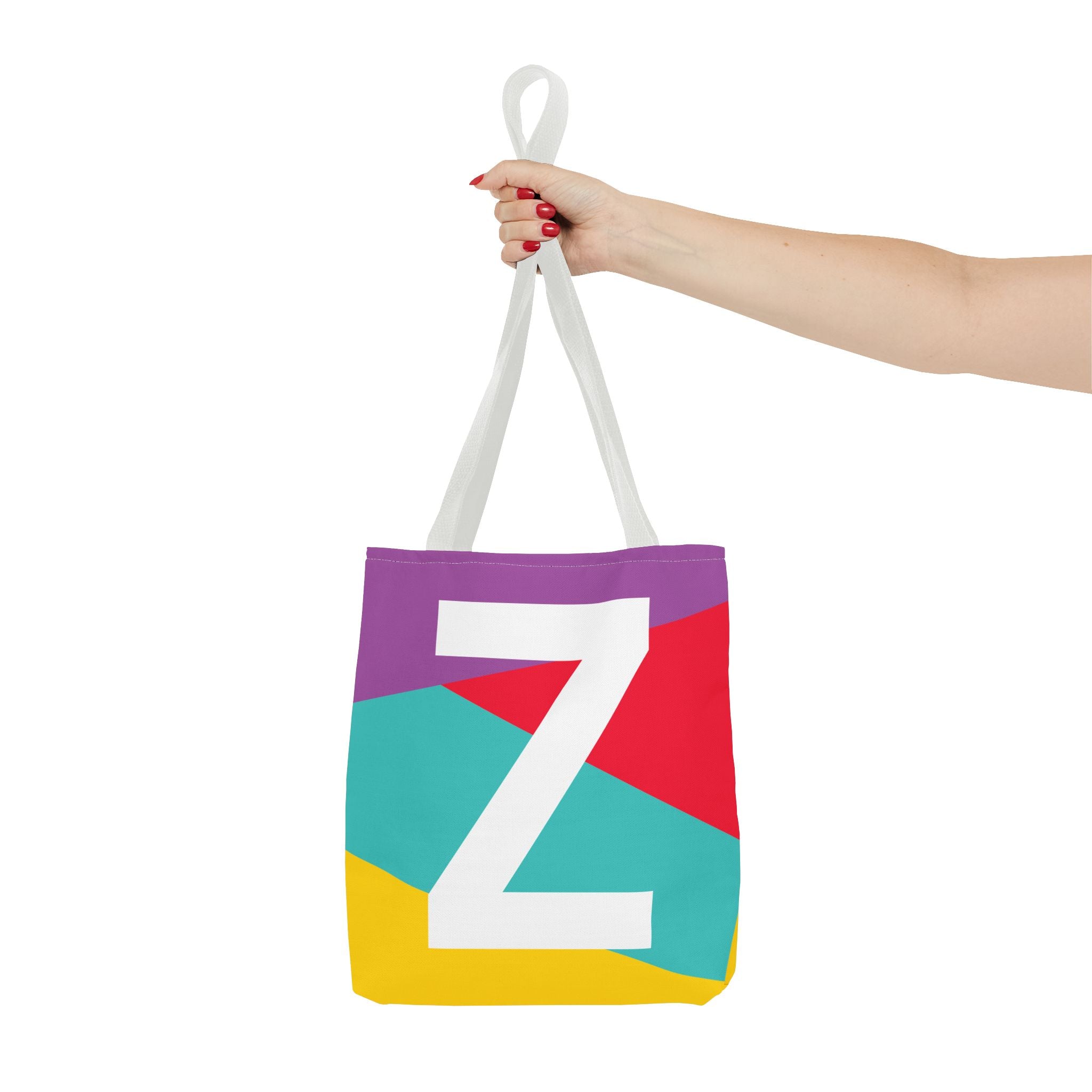 Monogram 'Z' Colorblock Tote Bag — Personalized Initial Z Shoulder Tote