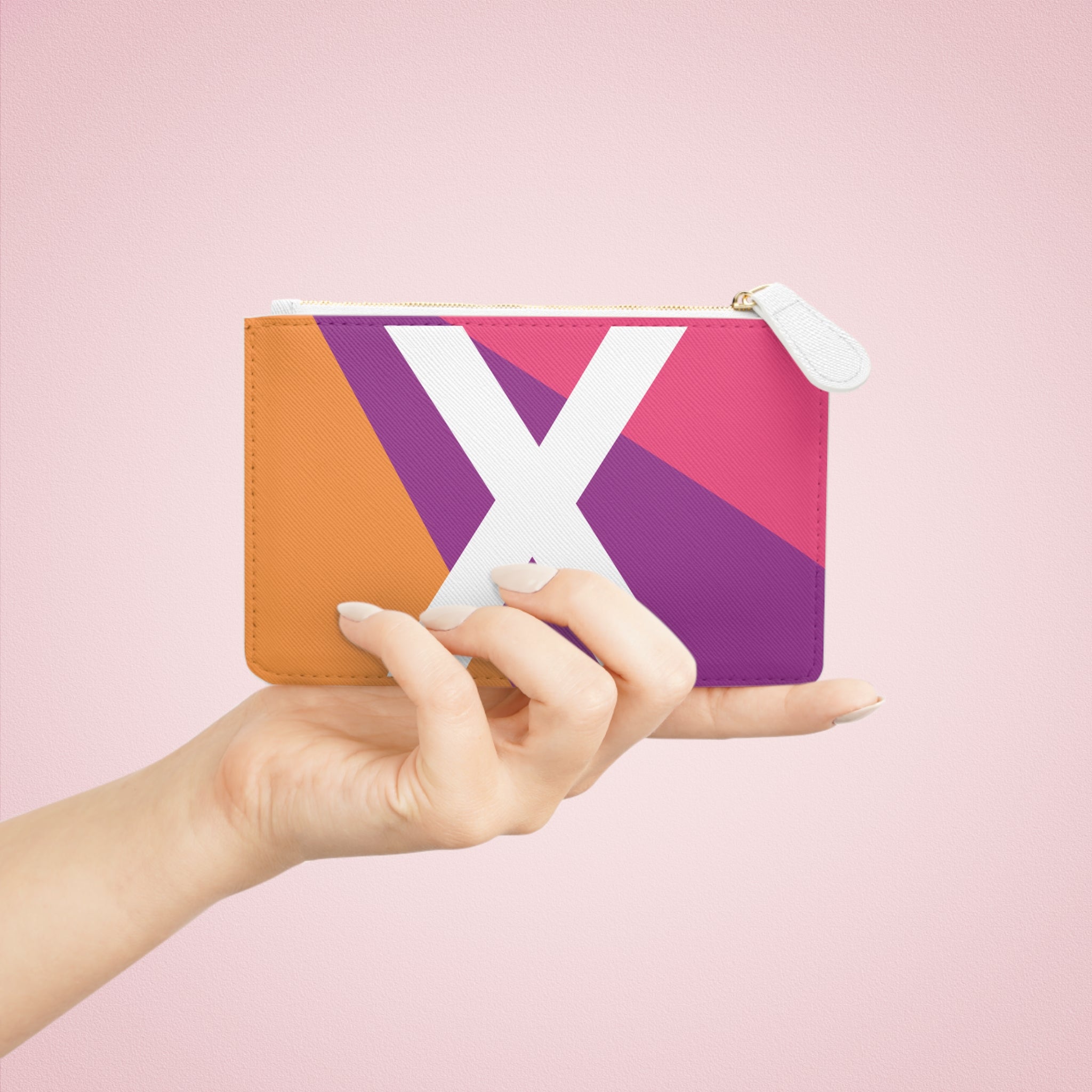 Initial X Mini Clutch — Colorblock Monogram Wristlet Wallet