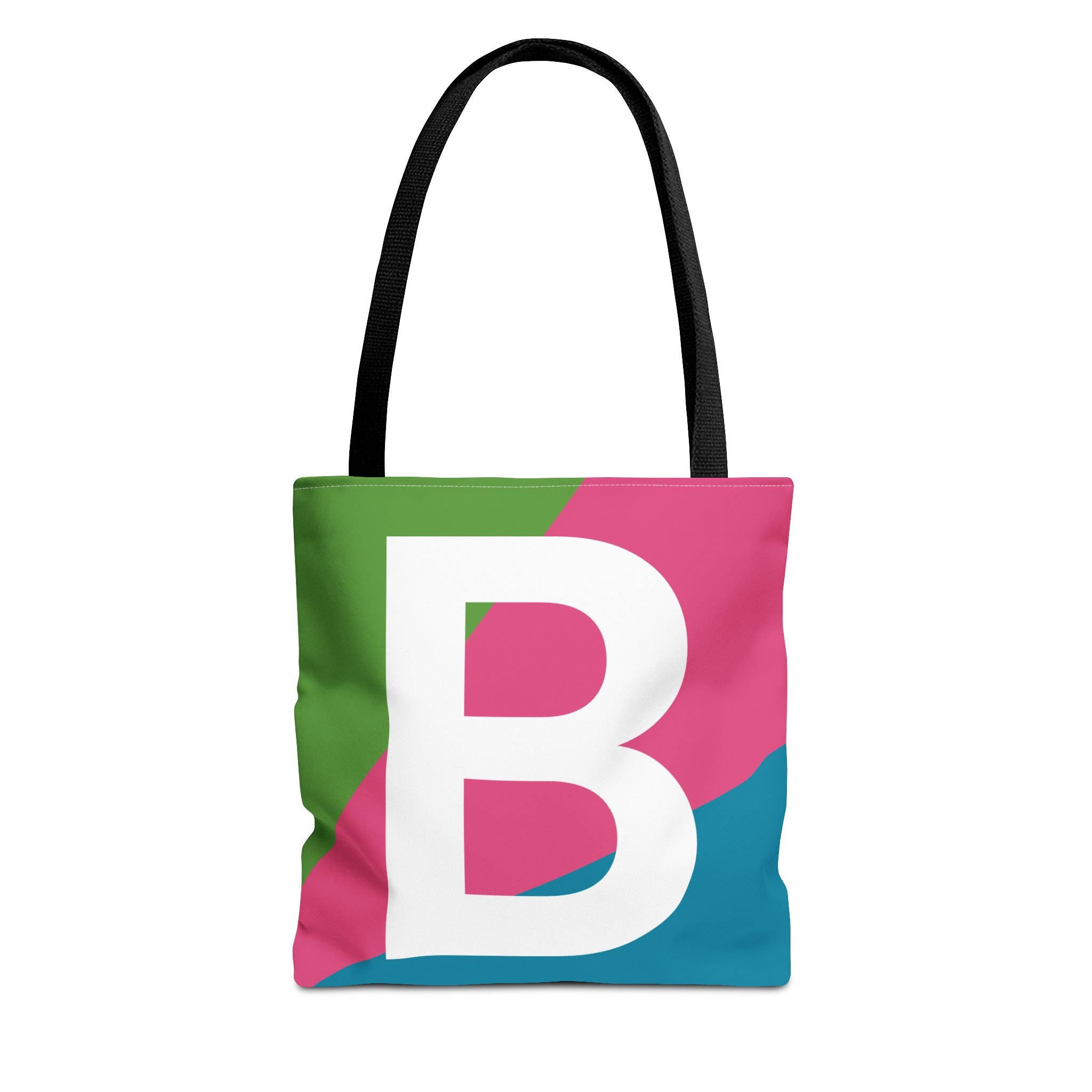 Monogram 'B' Colorblock Tote Bag — Personalized Initial B Shoulder Tote