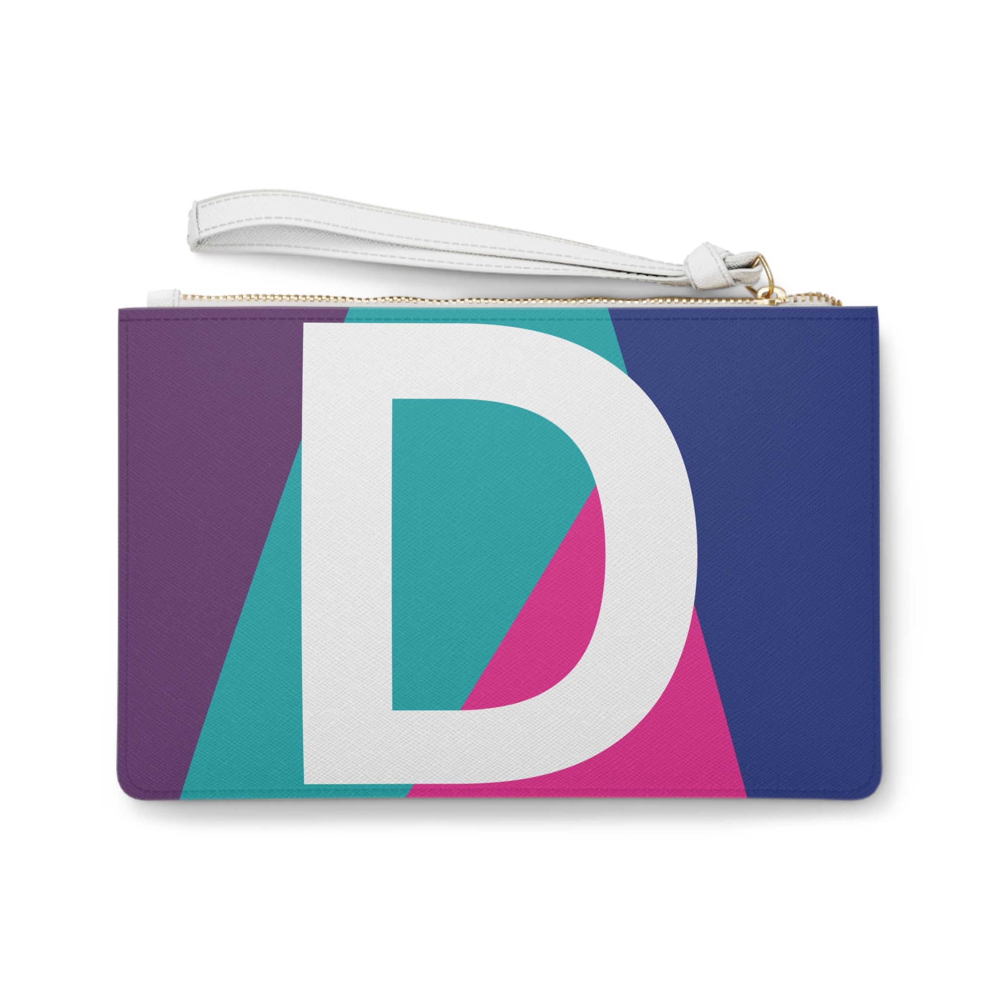 Monogram 'D' Colorblock Clutch Bag — Bold Geometric Wristlet for Everyday & Gifts