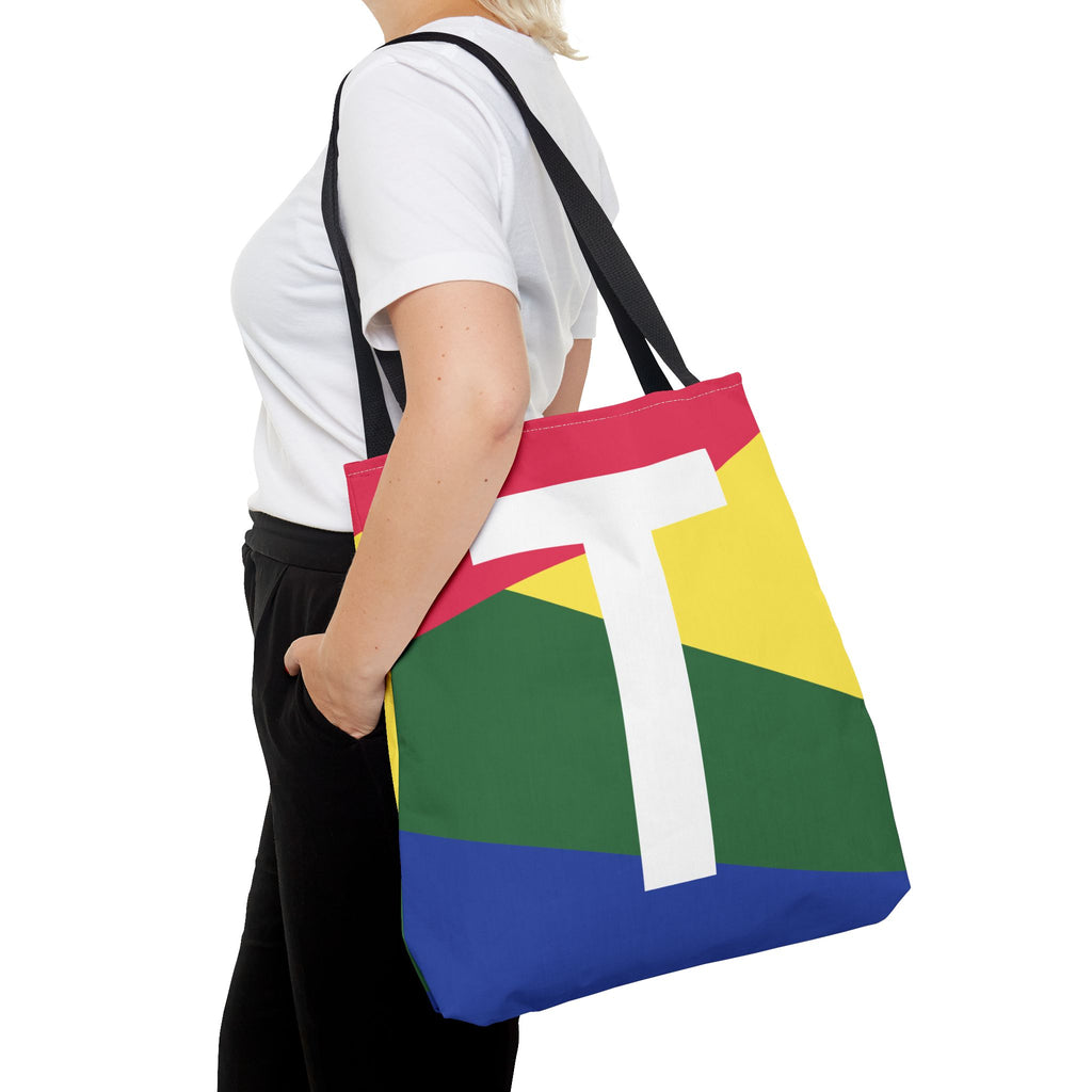 Monogram 'T' Colorblock Tote Bag — Personalized Initial T Shoulder Tote
