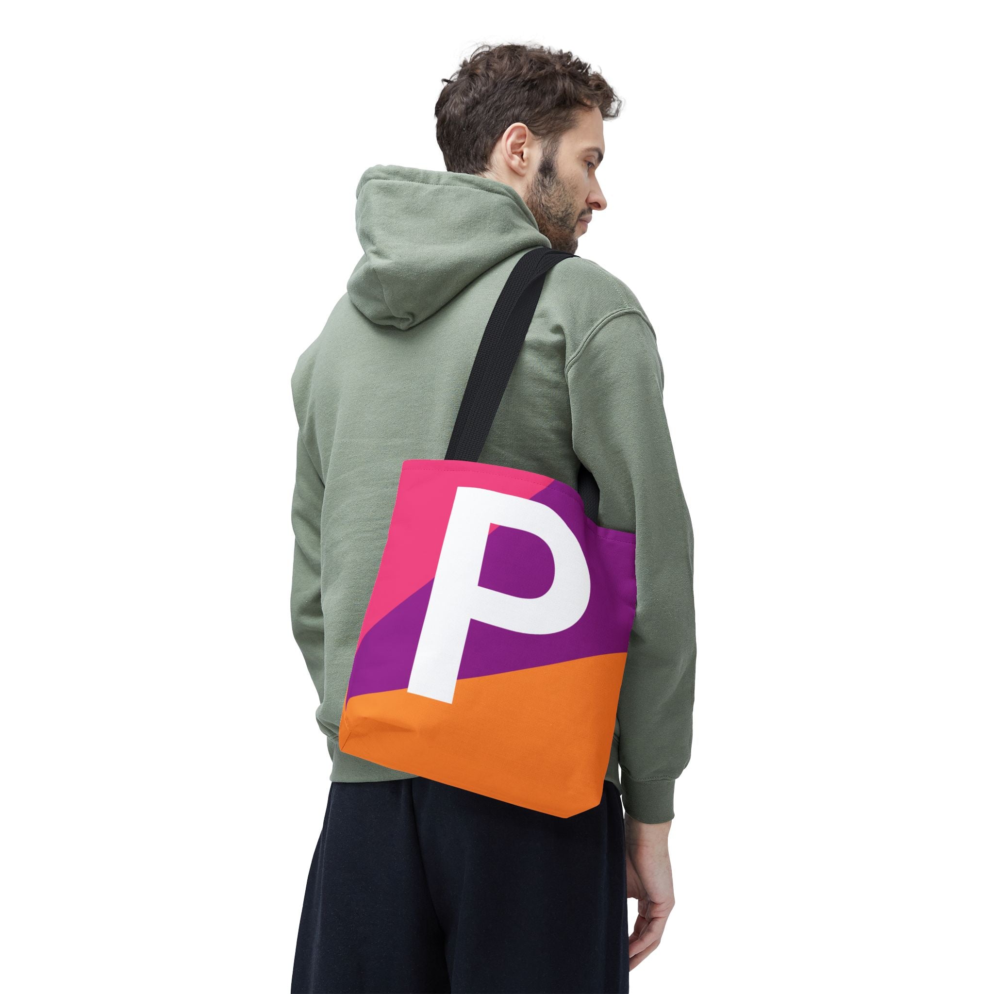 Monogram 'P' Colorblock Tote Bag — Personalized Initial P Shoulder Tote