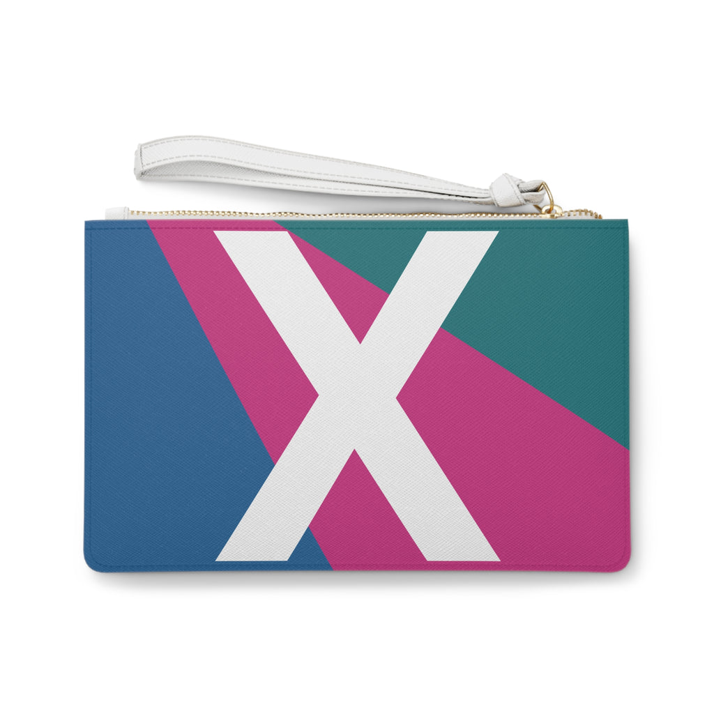 Monogram 'X' Colorblock Clutch Bag — Bold Geometric Wristlet for Everyday & Gifts