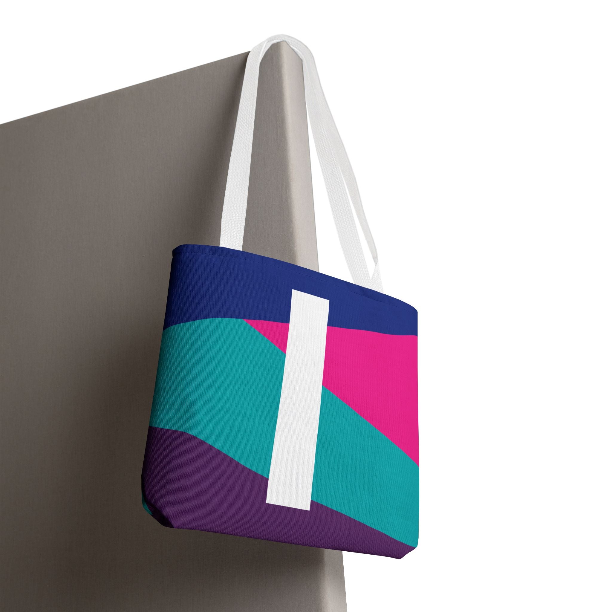 Monogram 'I' Colorblock Tote Bag — Personalized Initial I Shoulder Tote