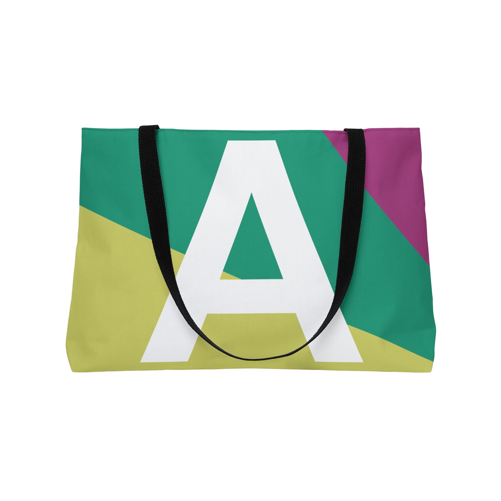 Personalized 'A' Colorblock Tote Bag — Monogram Weekender Tote