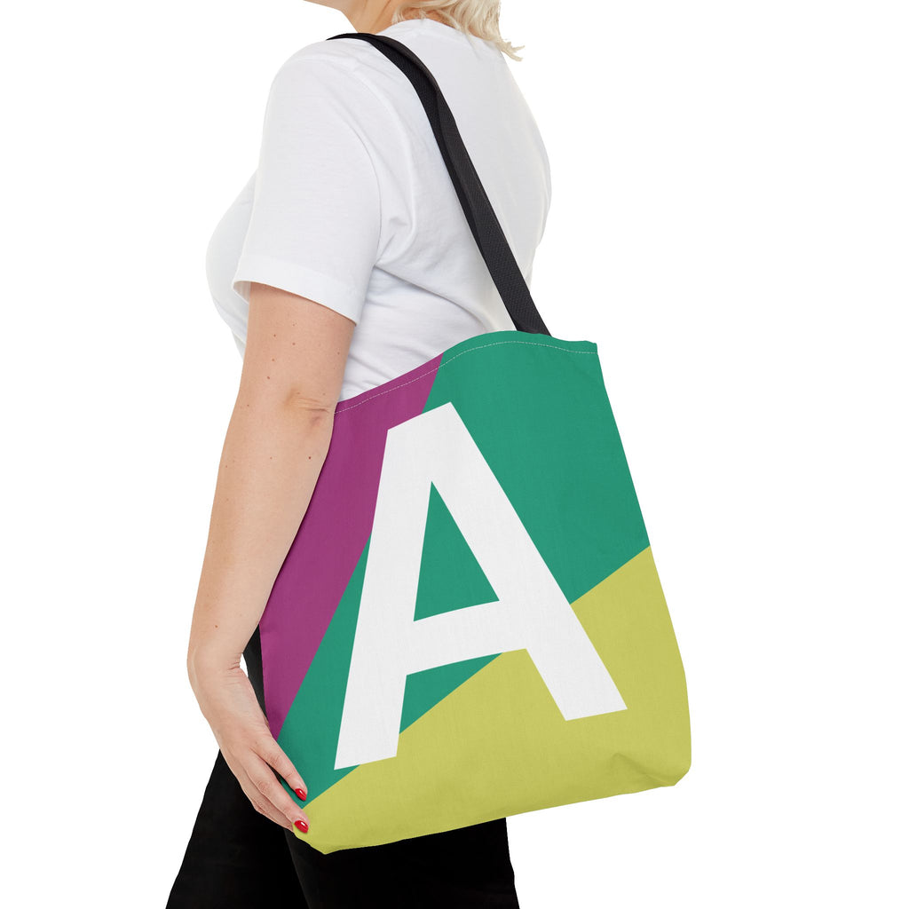 Monogram 'A' Colorblock Tote Bag — Personalized Initial A Shoulder Tote