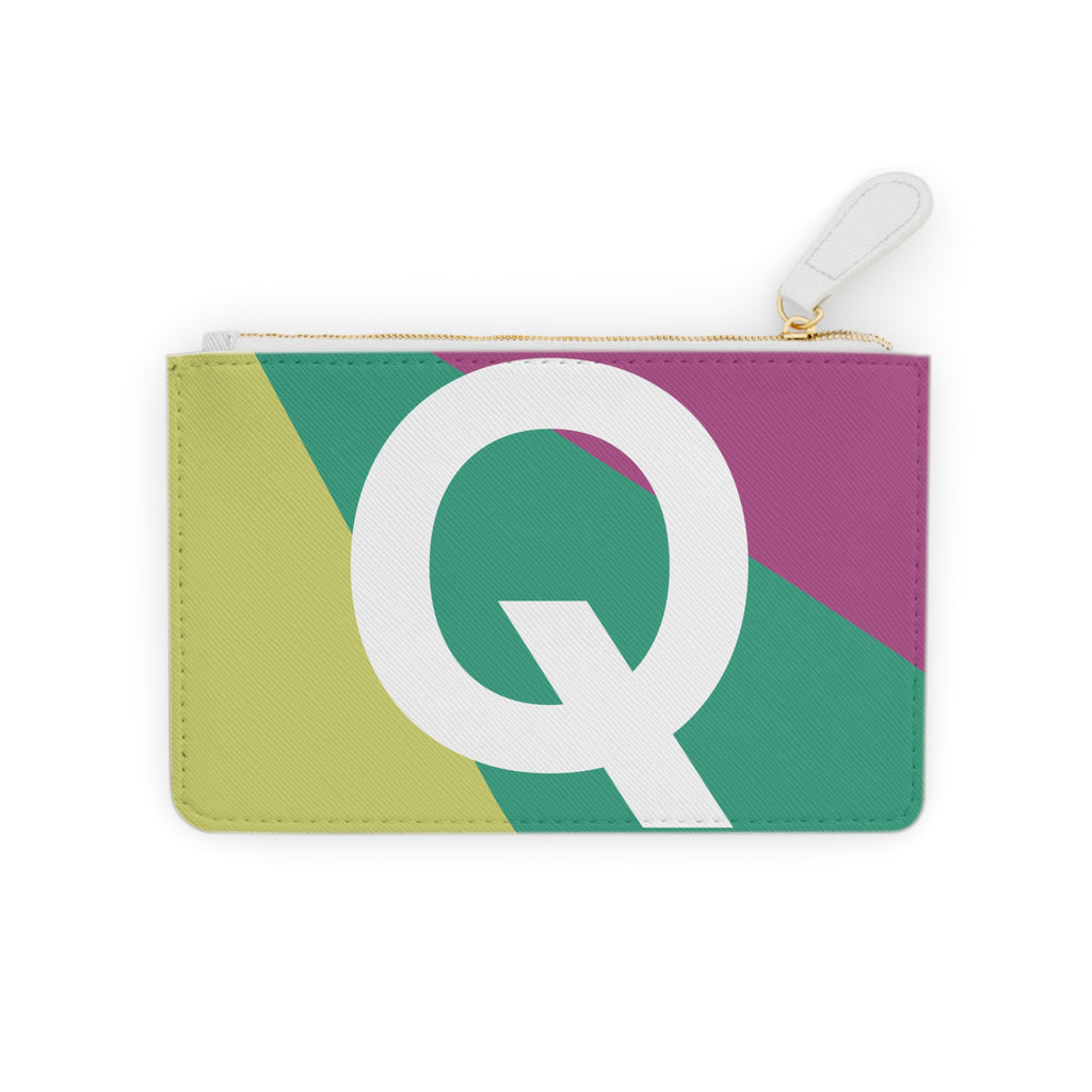 Initial Q Mini Clutch — Colorblock Monogram Wristlet Wallet