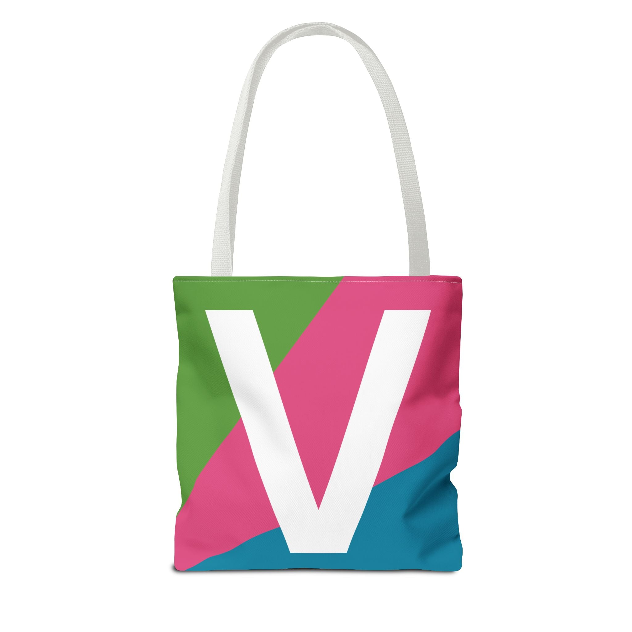 Monogram 'V' Colorblock Tote Bag — Personalized Initial V Shoulder Tote