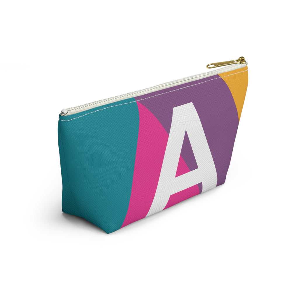 Initials Colorblock Accessory Pouch — Monogram A T-Bottom Cosmetic Bag