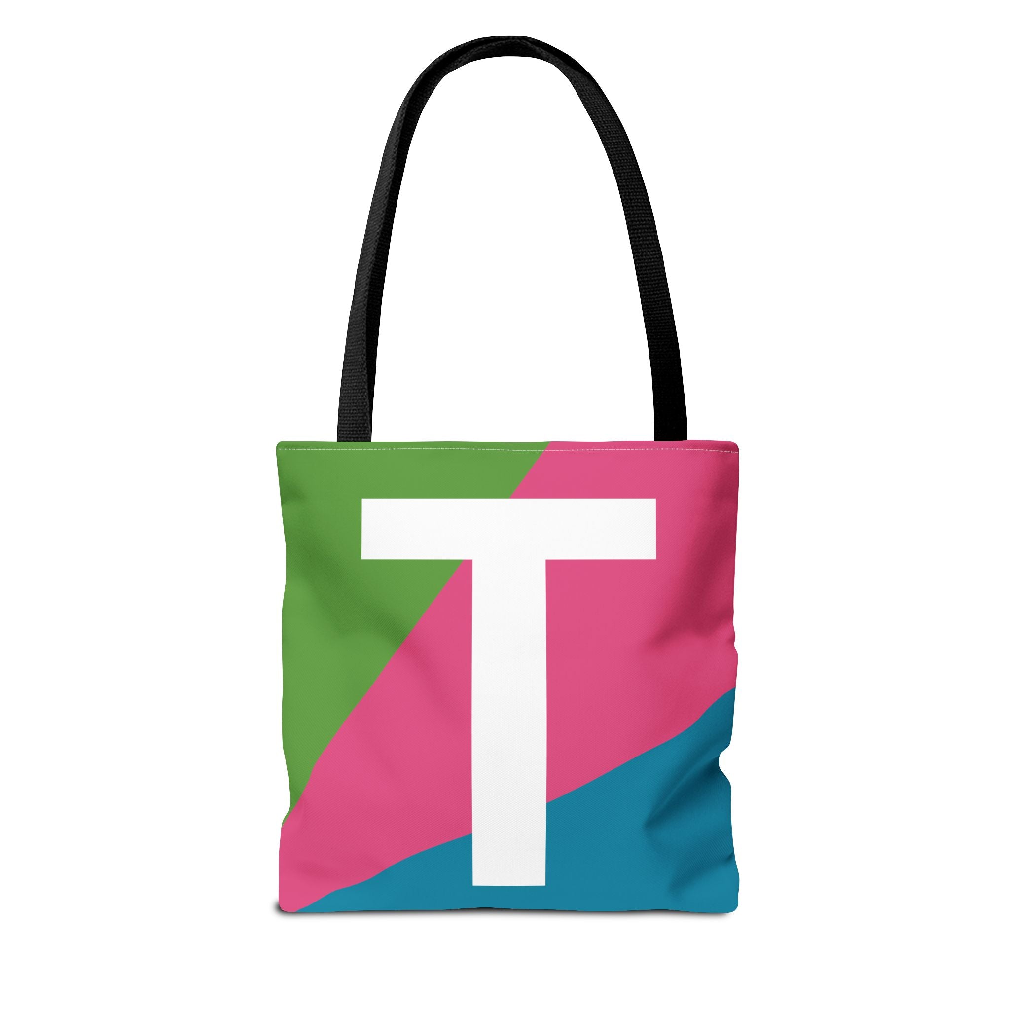 Monogram 'T' Colorblock Tote Bag — Personalized Initial T Shoulder Tote