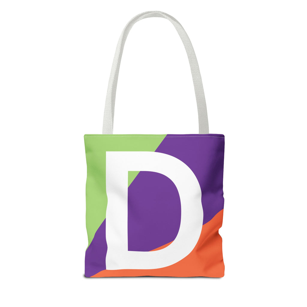 Monogram 'D' Colorblock Tote Bag — Personalized Initial D Shoulder Tote