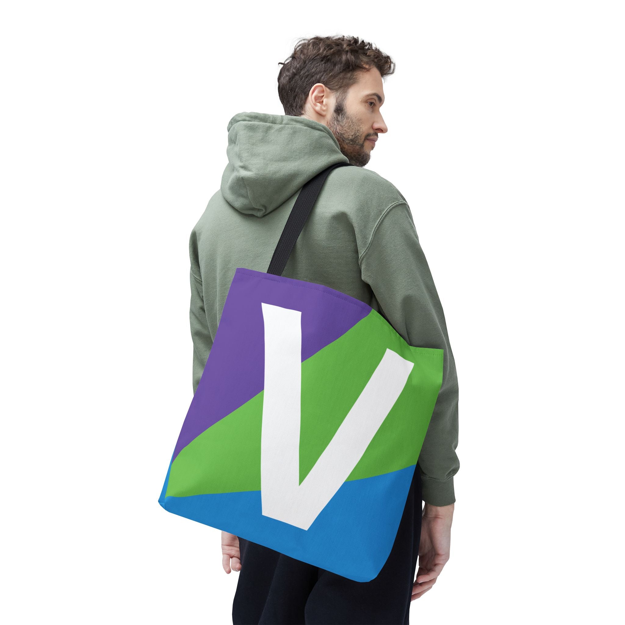 Monogram 'V' Colorblock Tote Bag — Personalized Initial V Shoulder Tote