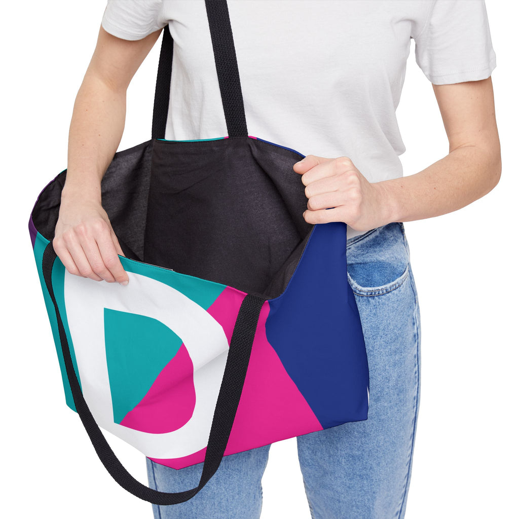 Personalized 'D' Colorblock Tote Bag — Monogram Weekender Tote