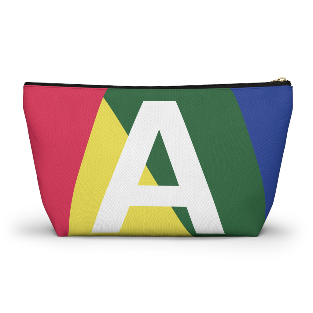 Initials Colorblock Accessory Pouch — Monogram A T-Bottom Cosmetic Bag