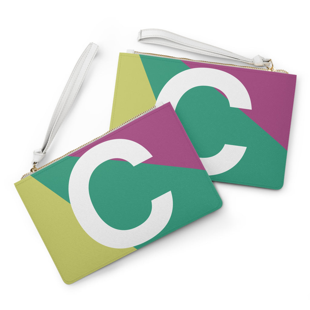Monogram 'C' Colorblock Clutch Bag — Bold Geometric Wristlet for Everyday & Gifts