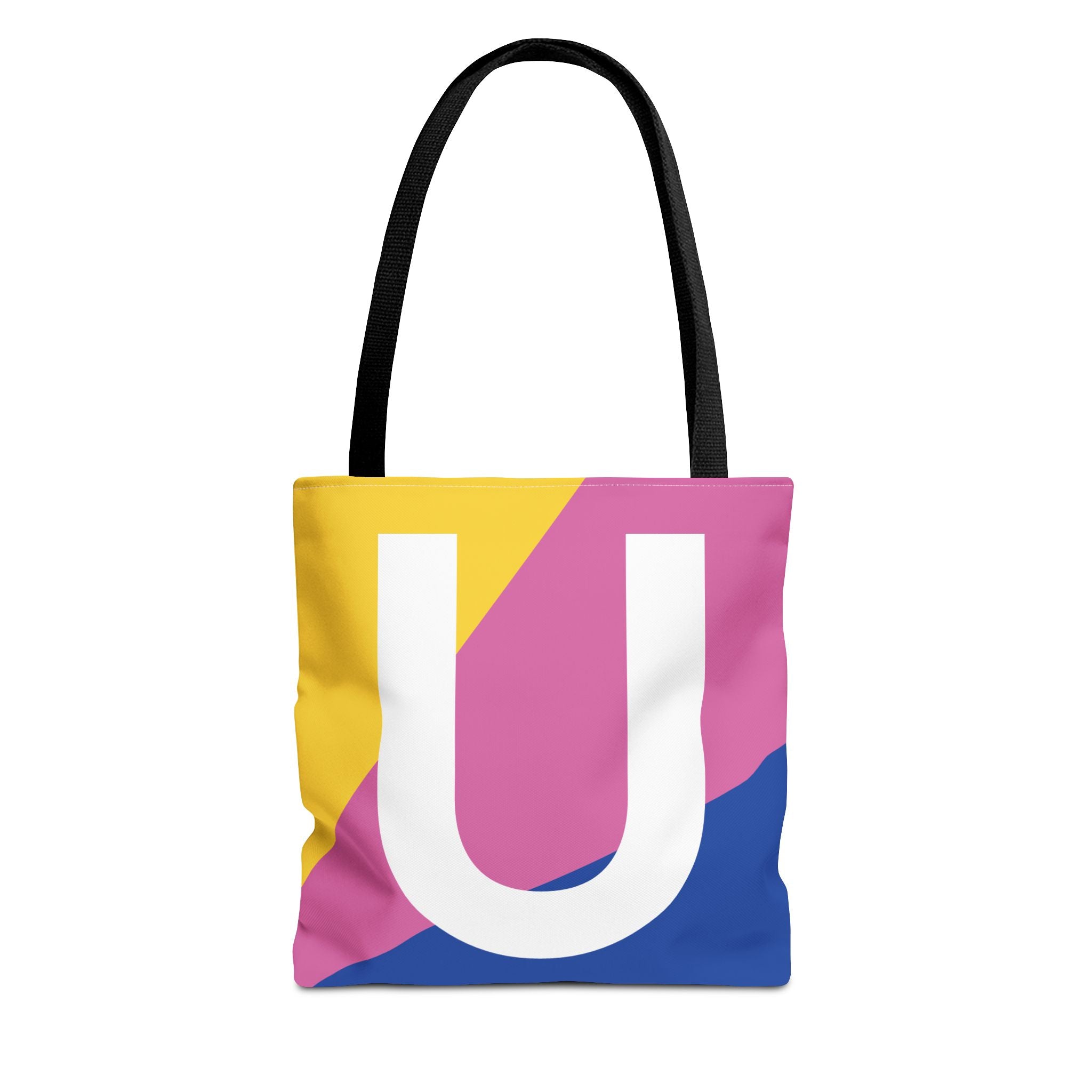 Monogram 'U' Colorblock Tote Bag — Personalized Initial U Shoulder Tote